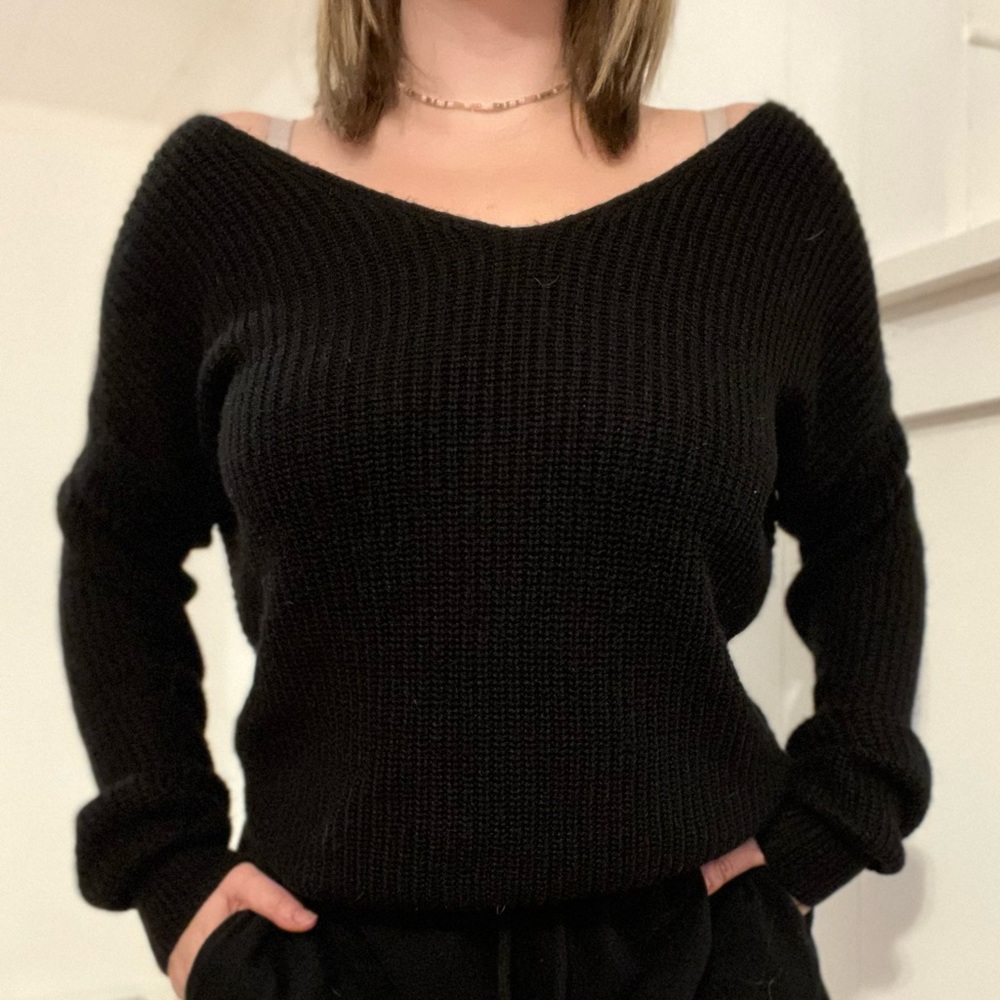Black Twist Back Sweater